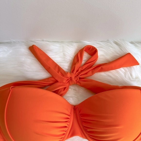 NWT CUPSHE Padded Underwire Halter Bikini Top Orange Size Medium - Picture 10 of 16